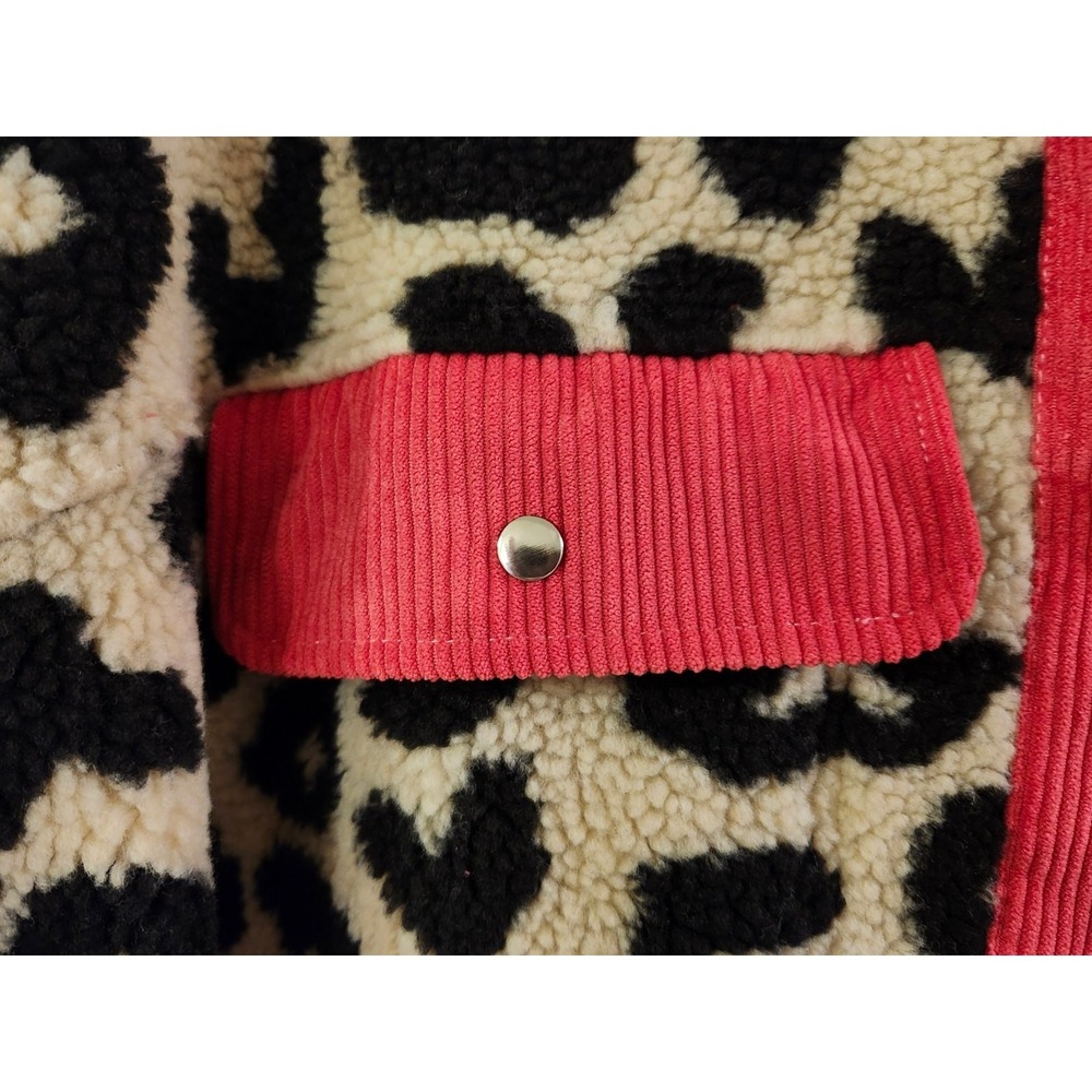 Boutique Animal Print Sherpa Shacket Women's Size Large Camel, Hot Pink, Black - Picture 5 of 11